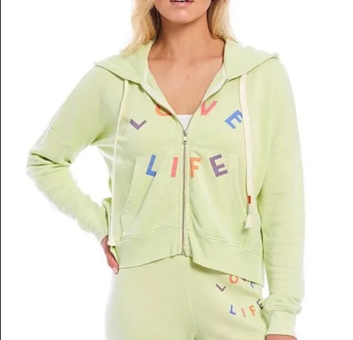 WILDFOX COUTURE Shadow Lime LOVE LIFE Kinley Hoodie Top