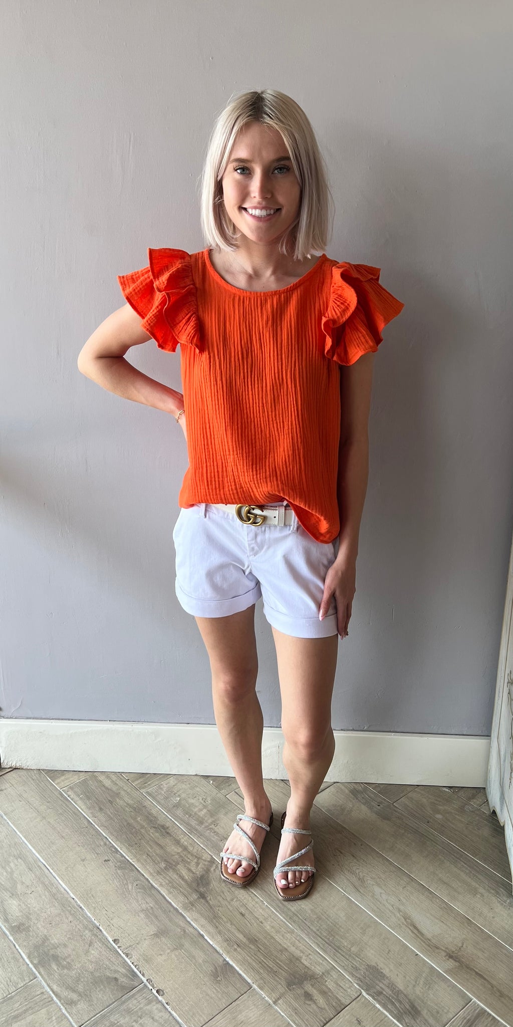 ESSENTIAL Gauze FlutterSleeve Top