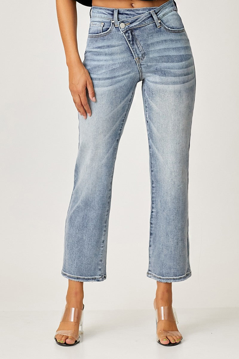 RISEN HighRise ANNA Crossover Straight-leg Jeans