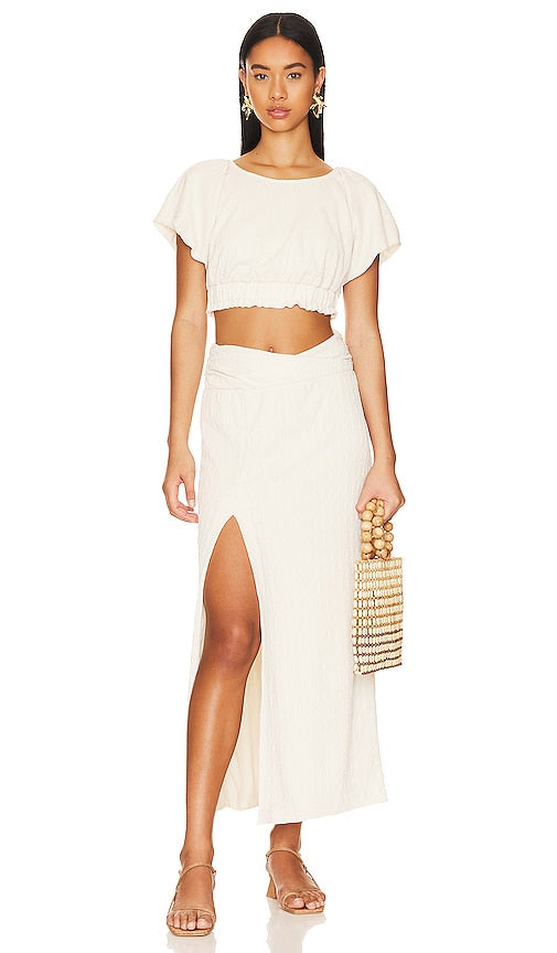 FREE PEOPLE 2pc TOVAH Flutter Sleeve/Maxi Skirt Set