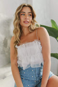 LOVER Shimmer Ruffle Cami Top