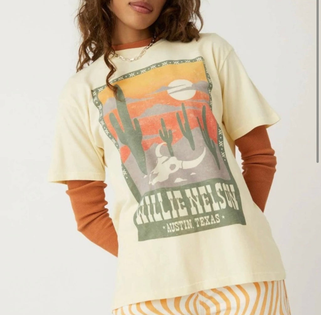 DAYDREAMER Oversize WILLE NELSON Austin Texas Weekend Tee Top