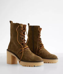 FREE PEOPLE Lace Up DYLAN Chunky Heel Boot