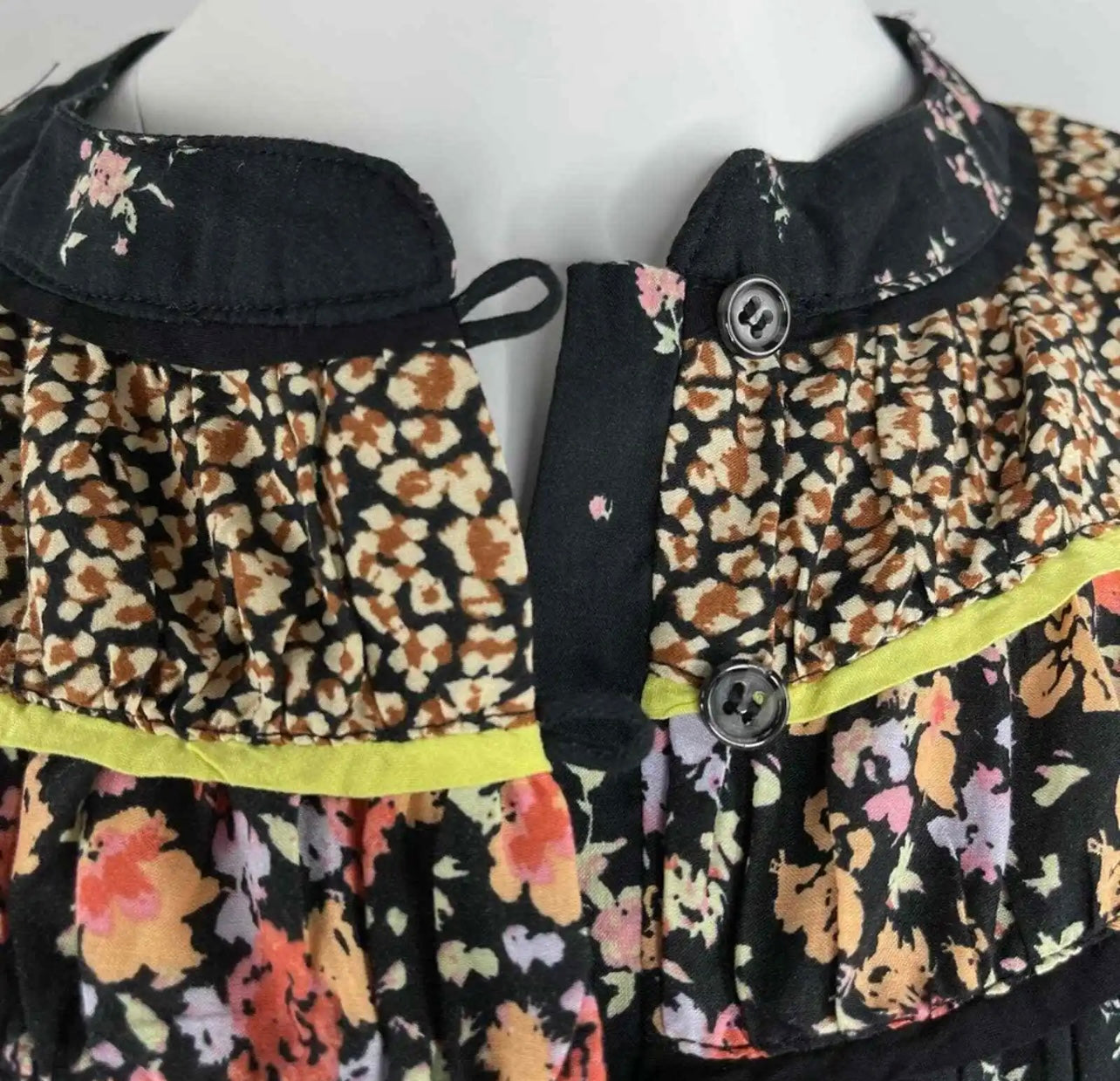 FREE PEOPLE Floral PALOMA ButtonDown Pleated Yoke Top