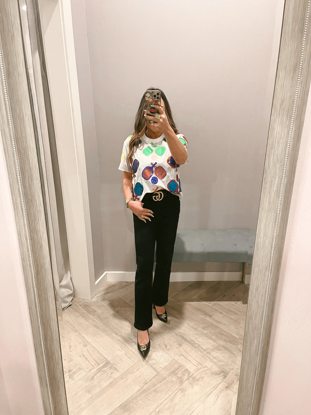 QUEEN OF SPARKLES Sequin PICKLEBALL Active Tee Top