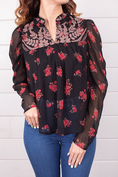 FREE PEOPLE Embroidered PATRICIA Top