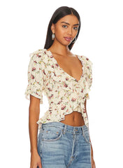 FREE PEOPLE Floral FAVORITE GIRL V-Neck Top