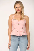 BLISS Embroidered Sweetheart Peplum Poplin Top
