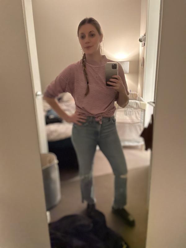 FREE PEOPLE Oversize Stripe BE FREE MockNeck Tunic Top