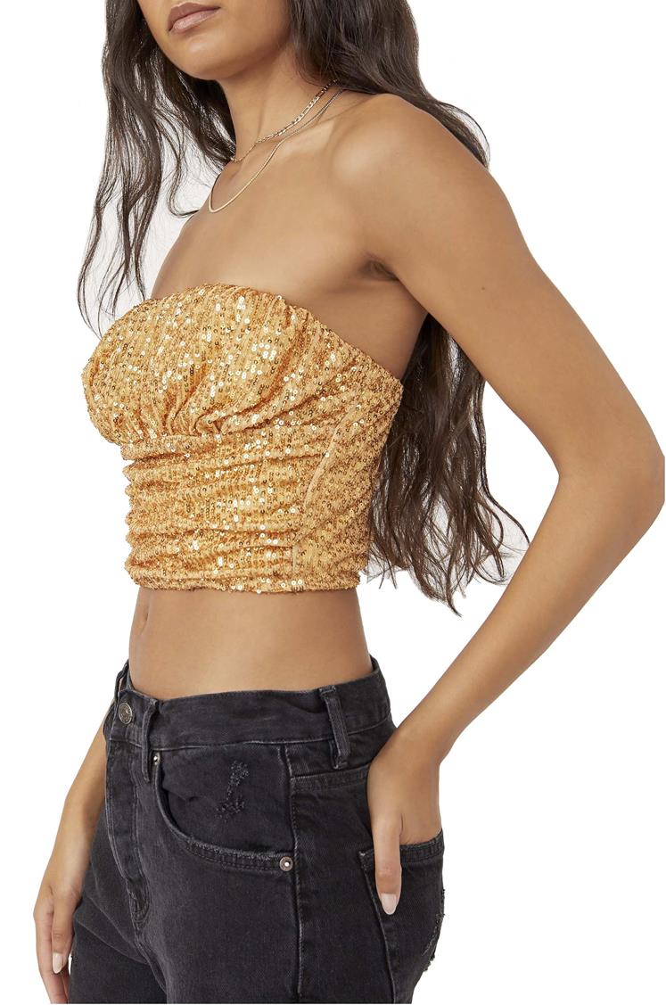 FREE PEOPLE Sequin TA DA Convertible/Strapless Top