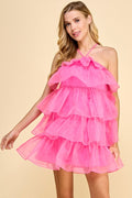 CONFESSION Ruffle Tier Organza Dress