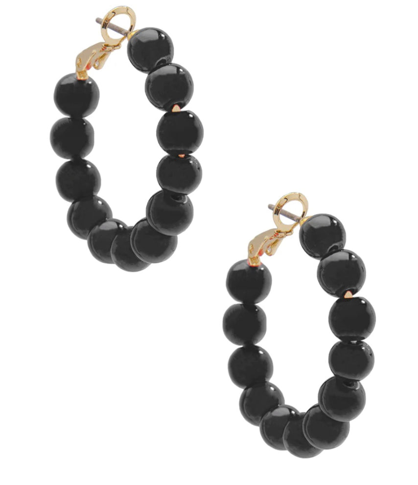 ZENZII Smoked Glass Bead Hoop Earring