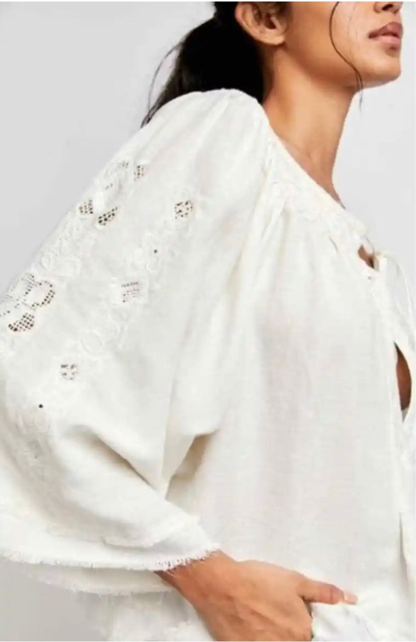 FREE PEOPLE Embroidered SUN VALLEY Top