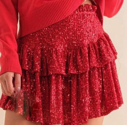 CLEO Sequin Ruffle Tiered Skort