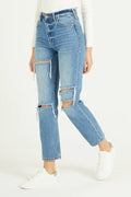 DEAR JOHN SuperHiRise JODI Distressed StraightLeg Jeans