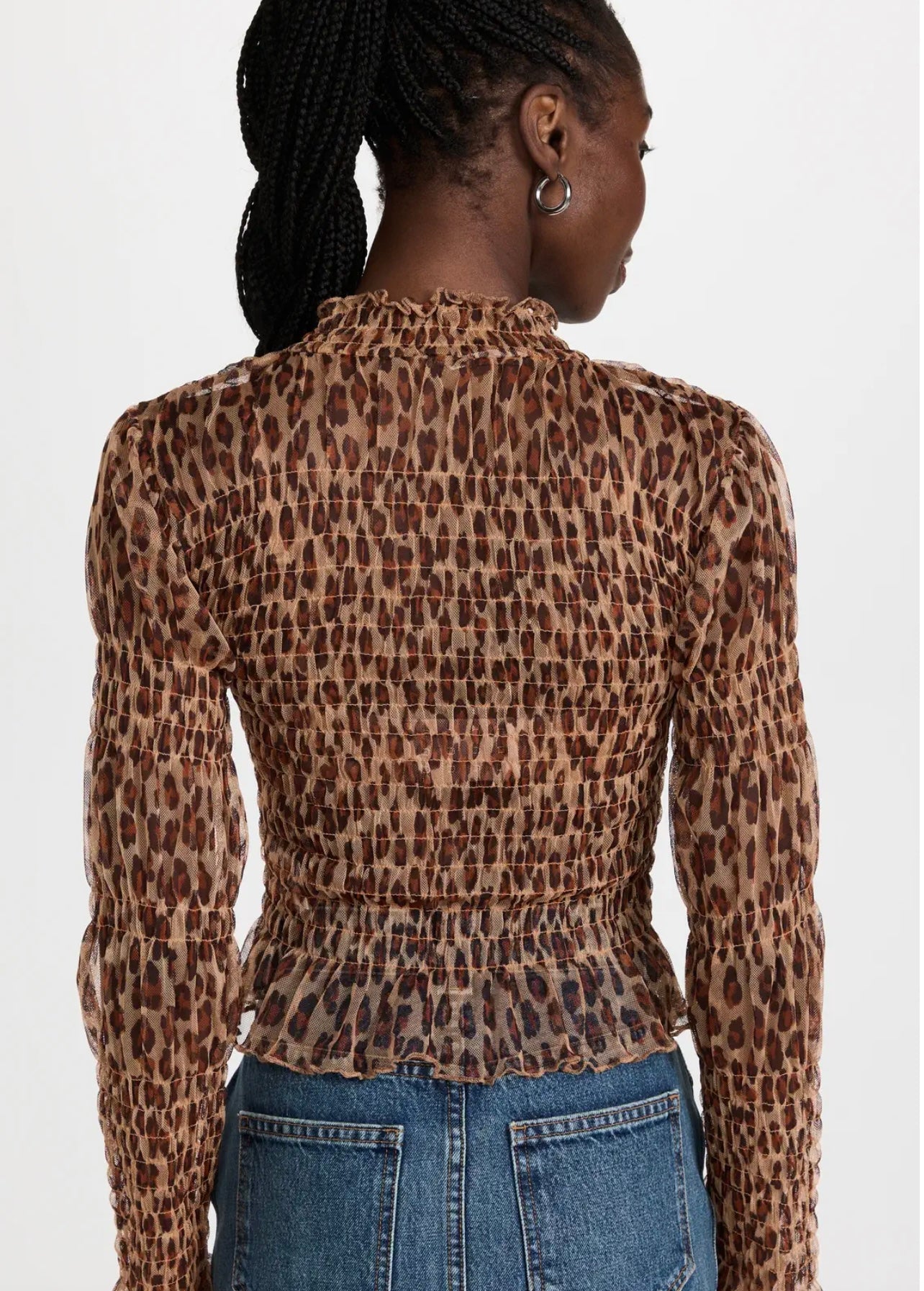 FREE PEOPLE Smocked  HELLO THERE Mesh Top