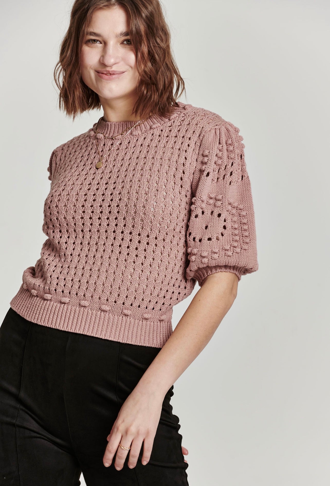 ANOTHER LOVE Puff Elbow Sleeve KIA Pointelle Top