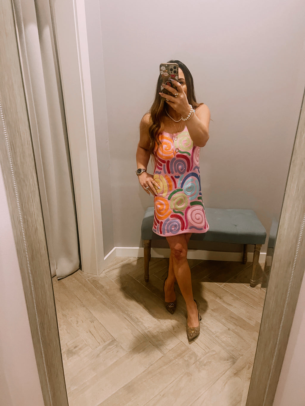 QUEEN OF SPARKLES Sequin SQUIGGLE Tank Dress