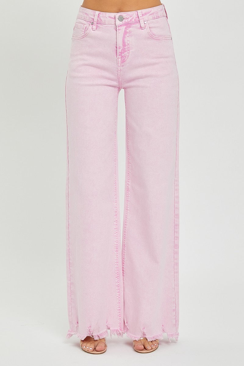 RISEN HiRise ADDIE WideLeg FrayHem Jeans
