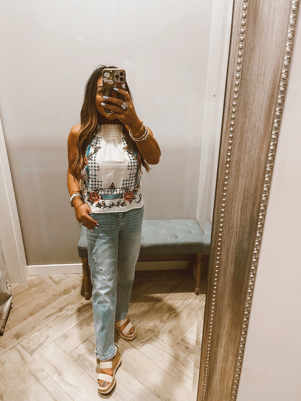 FREE PEOPLE Embroidered HONEY PIE Ivory Tank Top