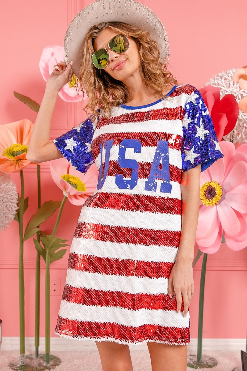 PATRIOT Sequin Flag Dress