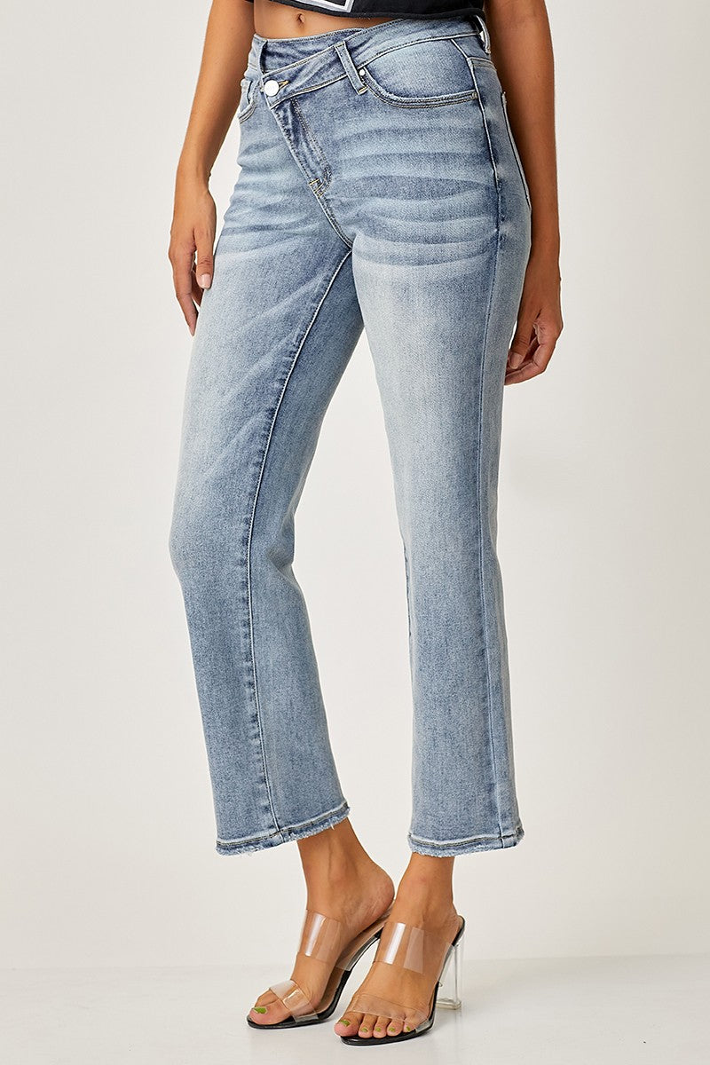 RISEN HighRise ANNA Crossover Straight-leg Jeans