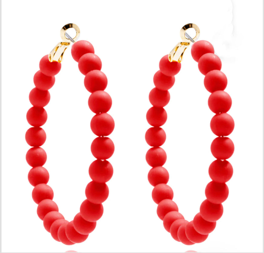 ZENZII Jewelry Matted Bead Hoop Earrings