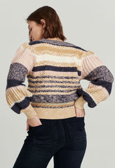 *ANOTHER LOVE Stripe GENEVA PuffSleeve V-Neck Sweater