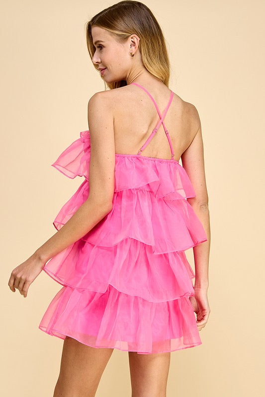 CONFESSION Ruffle Tier Organza Dress