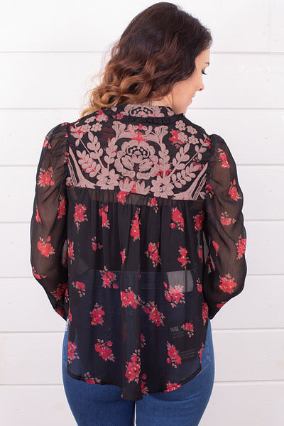 FREE PEOPLE Embroidered PATRICIA Top