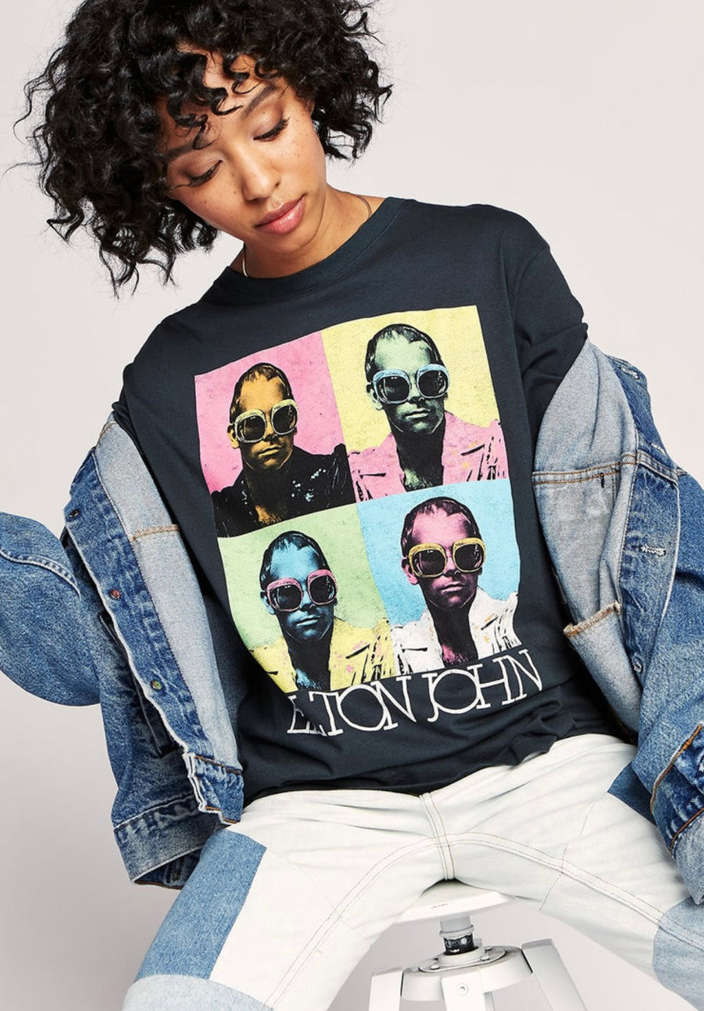 DAYDREAMER Pop Color ELTON JOHN Boyfriend Tee Top