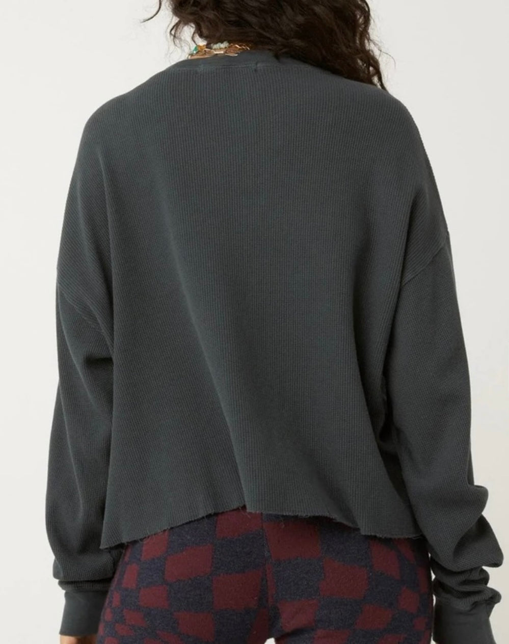 DAYDREAMER Thermal KISS DYNASTY Oversize LongSleeve Cropped Tee