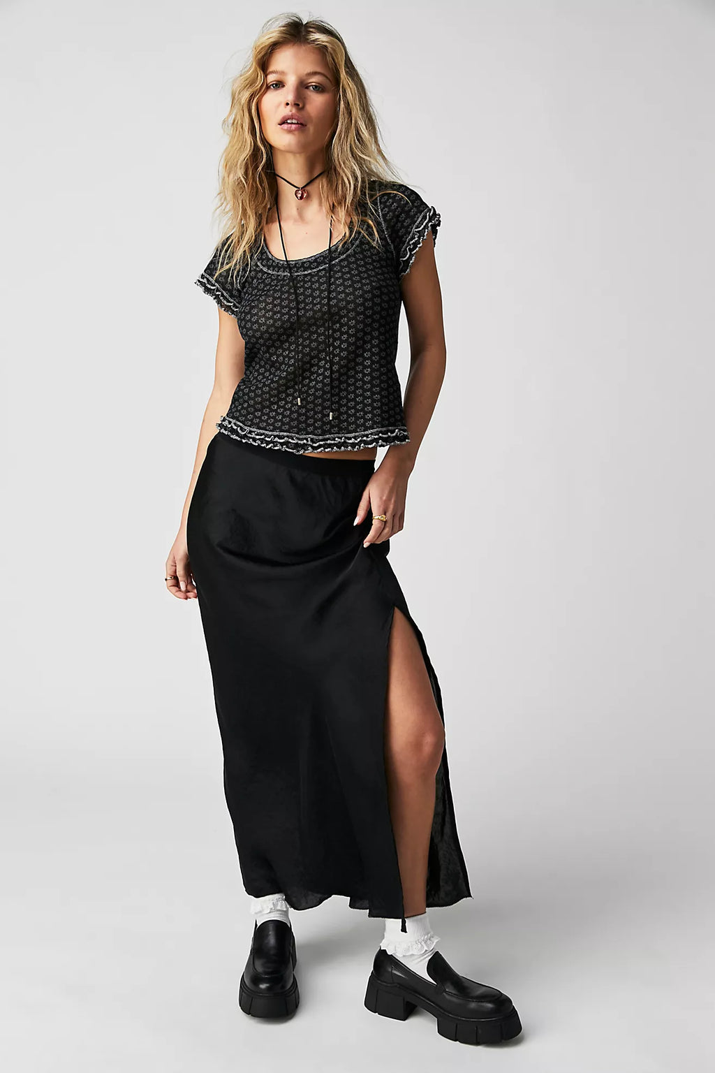 FREE PEOPLE Floral GARNER Mesh Tee