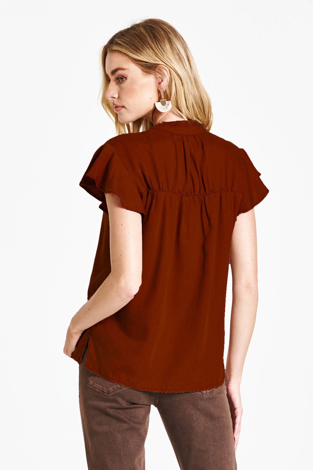 DEAR JOHN Ruffle Neck STEPHANY Tencel Top