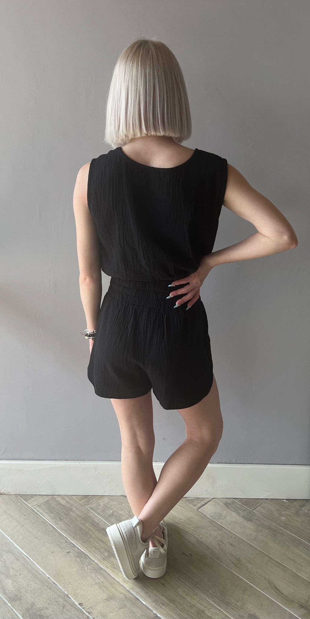 BOBI Gauze DESCENT ElasticHem Shell Top