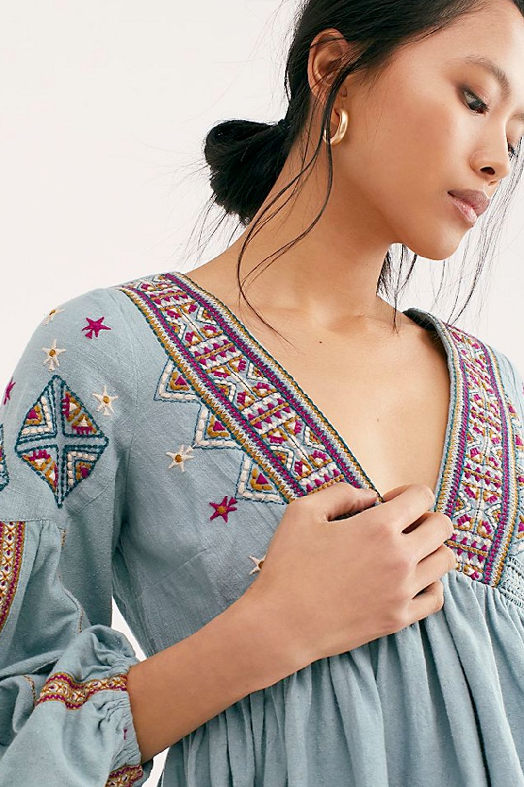 FREE PEOPLE Lagoon ARIA Embroider Flowy Top