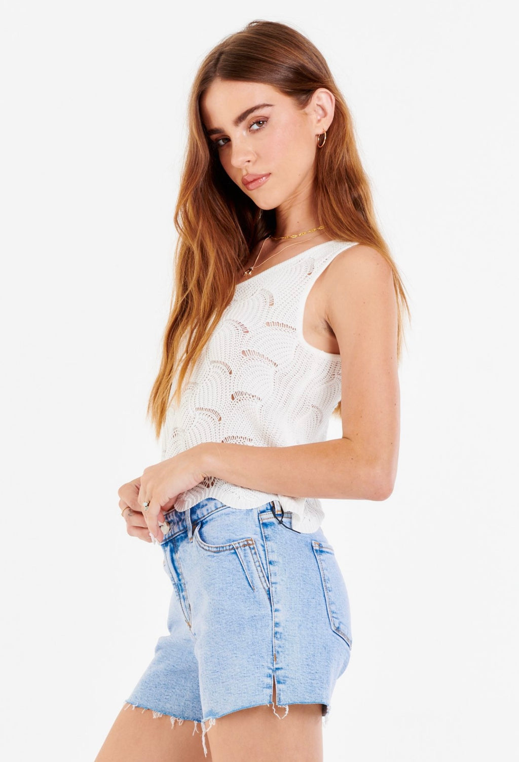 ANOTHER LOVE Rory Pointelle ScallopHem Tank