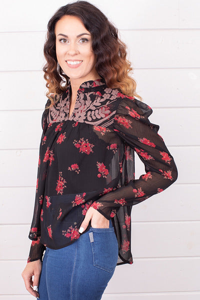 FREE PEOPLE Embroidered PATRICIA Top
