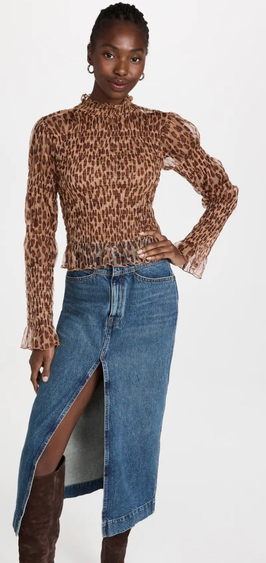 FREE PEOPLE Smocked  HELLO THERE Mesh Top