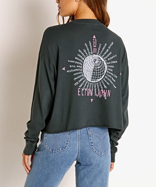 DAYDREAMER World Tour ELTON JOHN Long Sleeve Crop Tee Top