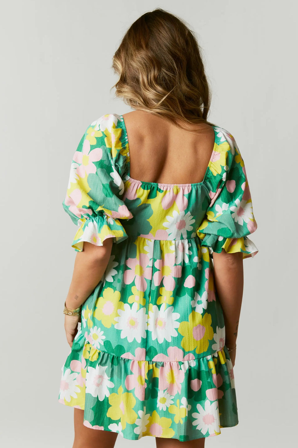 BRACED Floral PuffSleeve Dress