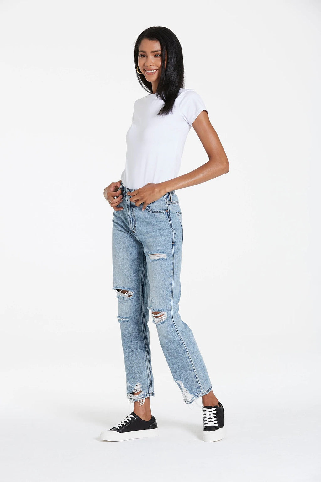 DEAR JOHN SuperHiRise JODI Distressed StraightLeg Jeans