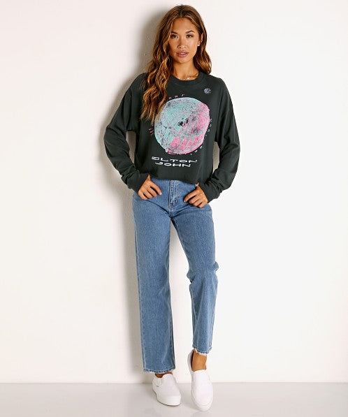 DAYDREAMER World Tour ELTON JOHN Long Sleeve Crop Tee Top