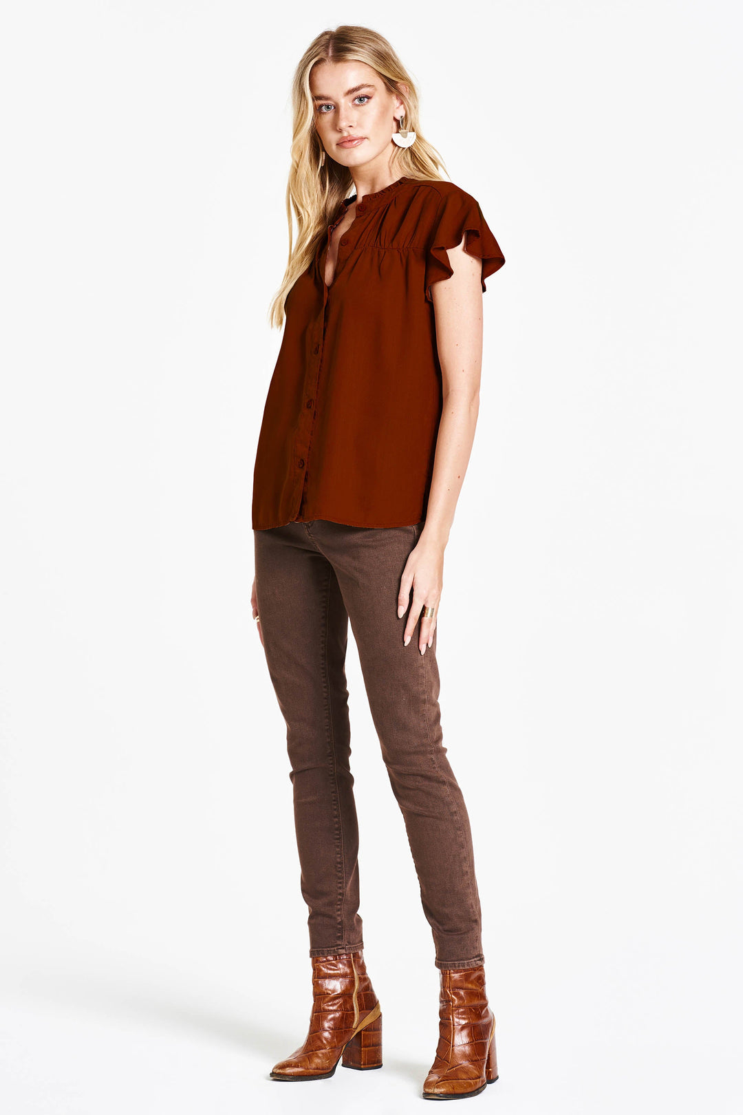 DEAR JOHN Ruffle Neck STEPHANY Tencel Top