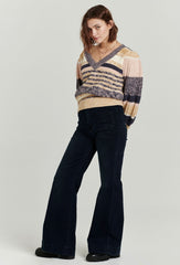 *ANOTHER LOVE Stripe GENEVA PuffSleeve V-Neck Sweater