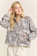 J. HER Washed Camo Quarter Zip Sweatshirt