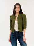 Six / Fifty Lou Puffled Shoulder Waffle Cardigan - Thyme