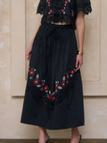 MoonRiver Embroidered Floral Midi Skirt