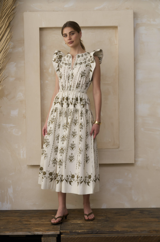 Moon River Short Ruffle Sleeve Dress