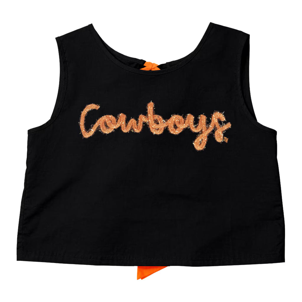 Capri Designs x Kickoff Rope Script Tie-Back Cropped Tank - OSU